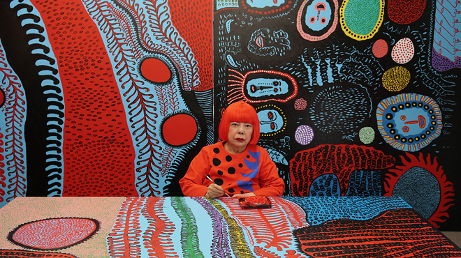 Portrait of Yayoi Kusama in her studio.