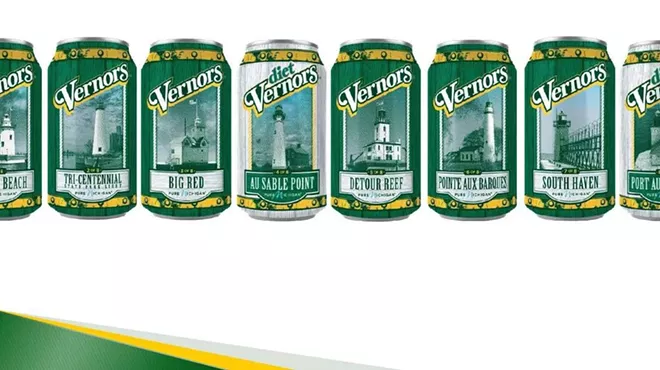 Image: Vernors showcasing Michigan lighthouses on limited edition cans