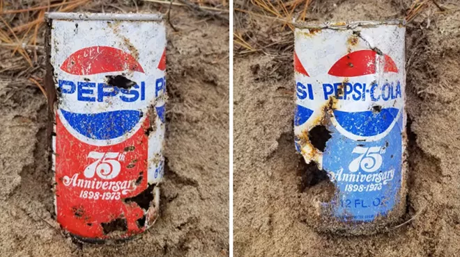 Image: Pepsi can from 1973 washes up on shore at Michigan Native American reservation