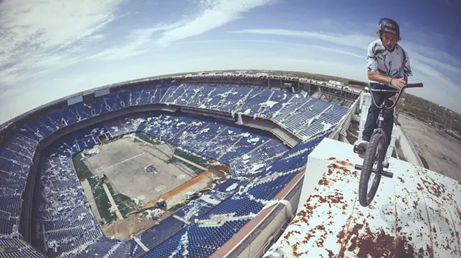 Image: Watch: BMX rider Tyler Fernengel explores the Pontiac Silverdome