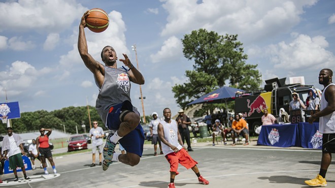 Rocket Power vs The Contenders during the finals at Red Bull Reign 3v3 basketball tournament, held at Halle Stadium in Memphis, TN, USA on 11 July 2015.