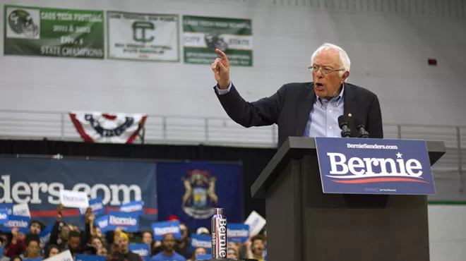 Bernie Sanders speaking at Cass Tech High School in October.