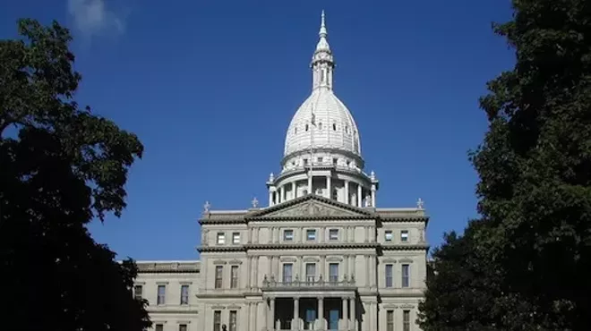 Image: Protesters damage Michigan Capitol — with chalk and crayon?
