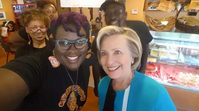Hillary Clinton during a stop at Sweet Potato Sensations over the summer.