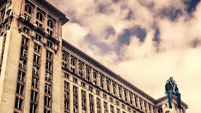 Image: See what Drake looks like sitting on Detroit landmarks