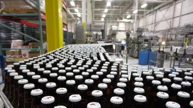Bottling line inside Brew Detroit's facility.