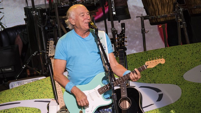 Jimmy Buffett onstage Saturday at DTE Energy Music Theatre.