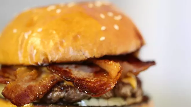 The Double Standard, made with beef, double bacon, double cheese, mustard, mayo, Patty's BBQ sauce, and McClure's pickles.