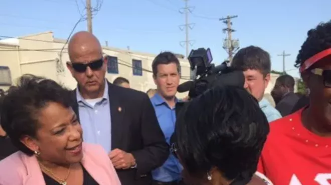 Attorney General Loretta Lynch at a National Night Out event Tuesday on Detroit's west side.