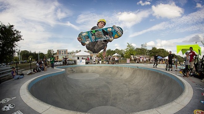 Andy MacDonald catches some air at Ann Arbor Skatepark.