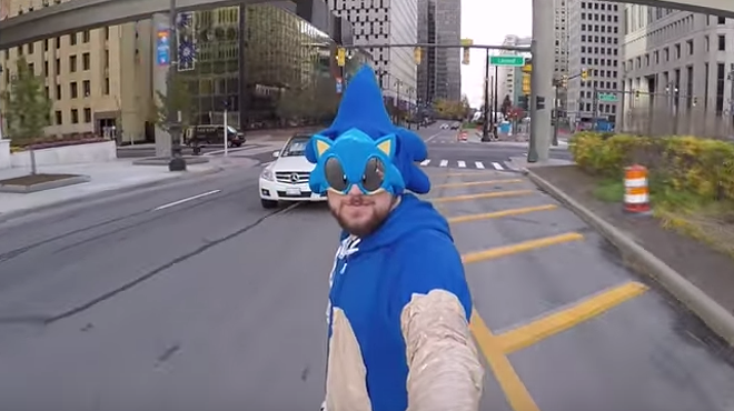 VIDEO: Some guy dressed up as Sonic the Hedgehog and rode around downtown