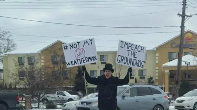 This Kalamazoo man protesting Groundhog Day is a hero
