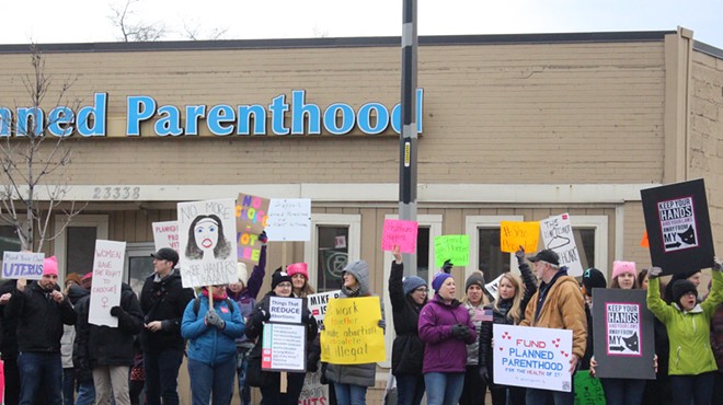 Protestors supporting Planned Parenthood in Ferndale.