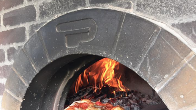 A Wood Fired Up pizza.