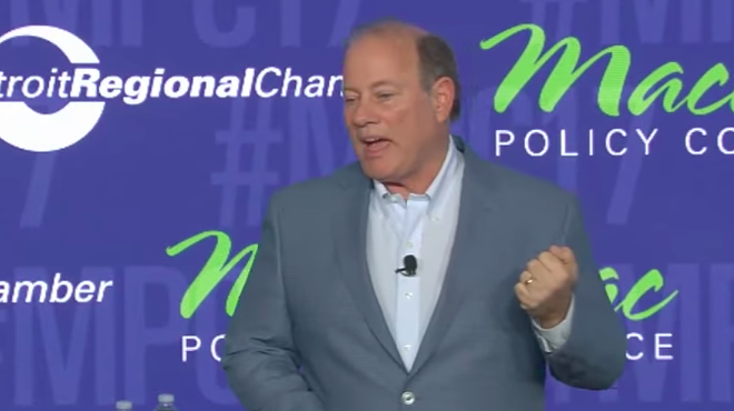 Detroit Mayor Mike Duggan delivers the keynote address at the Mackinac Policy Conference on May 31.
