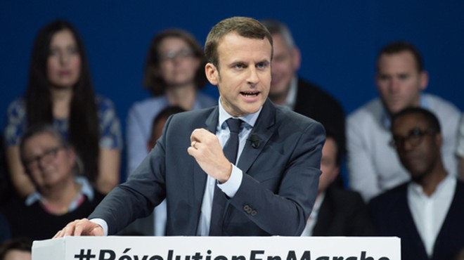 Emmanuel Macron at Paris Porte de Versailles for the 2017 French presidential election.