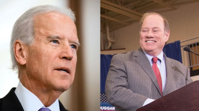 Former Vice President Joe Biden and Mayor Mike Duggan.