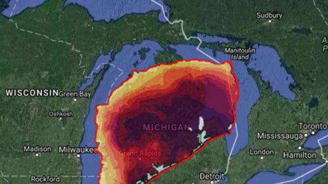 This is what Hurricane Harvey would look like if it landed in Michigan