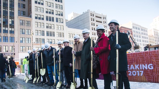 Gilbert and Detroit city officials during the ceremonial groundbreaking.