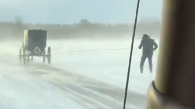 Amish buggy skiing is a thing, and it is gnarly
