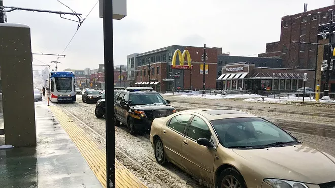 Image: A reminder to please not park on the QLine tracks