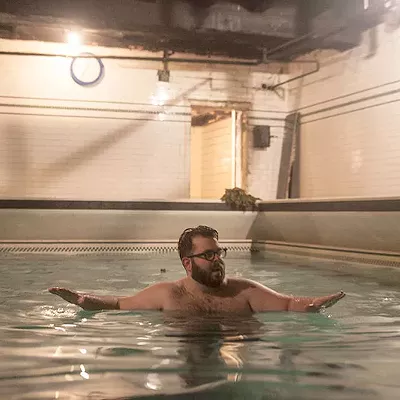 A patron enjoys the new Schvitz in Detroit.