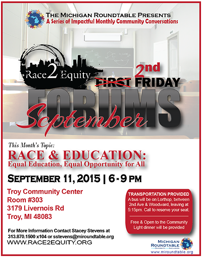 First Friday Forum – Race & Education: Equal Education, Equal Opportunity for All