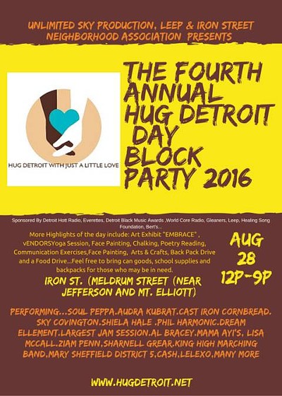 THE FOURTH ANNUAL HUG DETROIT DAY MUSIC/ART/POETRY BLOCK PARTY