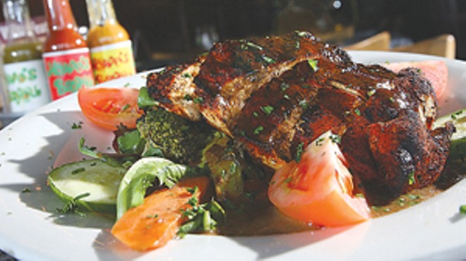 Voodoo chicken salad: Blackened chicken breast smothered with New Orleans-style BBQ sauce over hot vegetables.