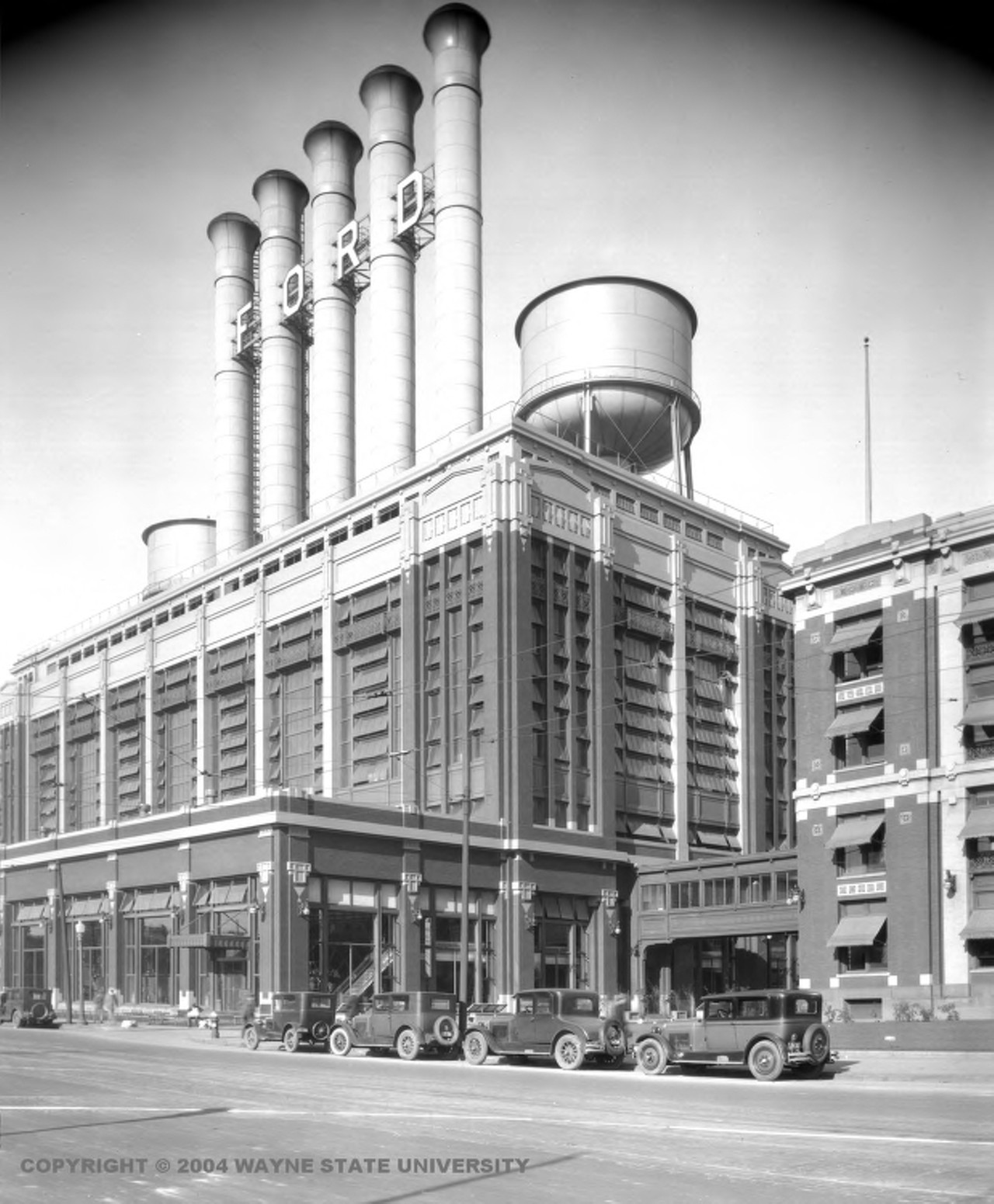 1920s - Ford Motor Company in Highland Park 
Front view of the Ford plant.