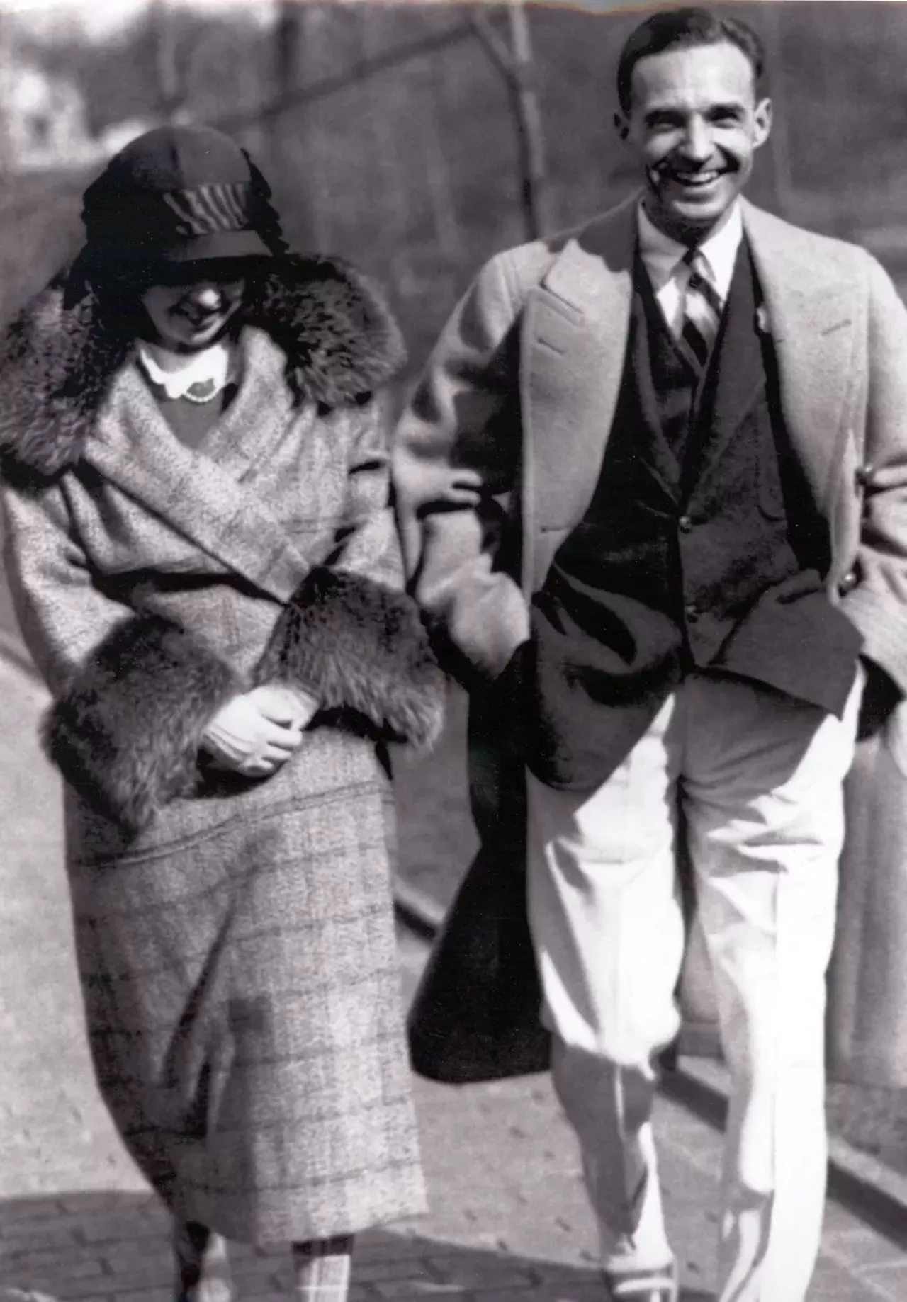 Eleanor Ford and Edsel Ford walking