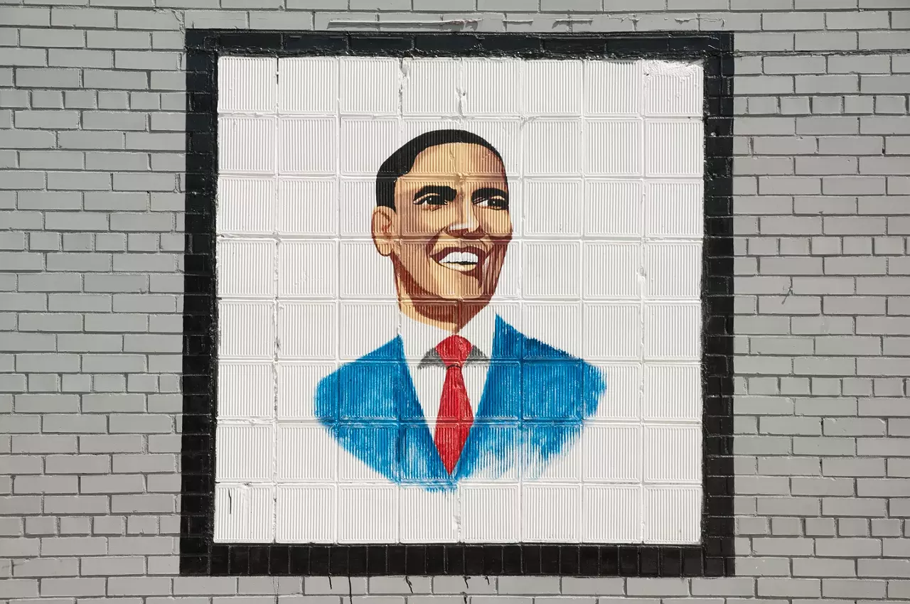 Vergara photographed this image in 2010. It's artwork on the side of the former Mugshot Bar & Grill at 17305 Harper Ave., Detroit. As Vergara noted years ago, "When painted by African-American artists, Obama&#146;s tie is often red, his jacket blue, and his shirt white, this combination echoing the American flag that is often also incorporated."