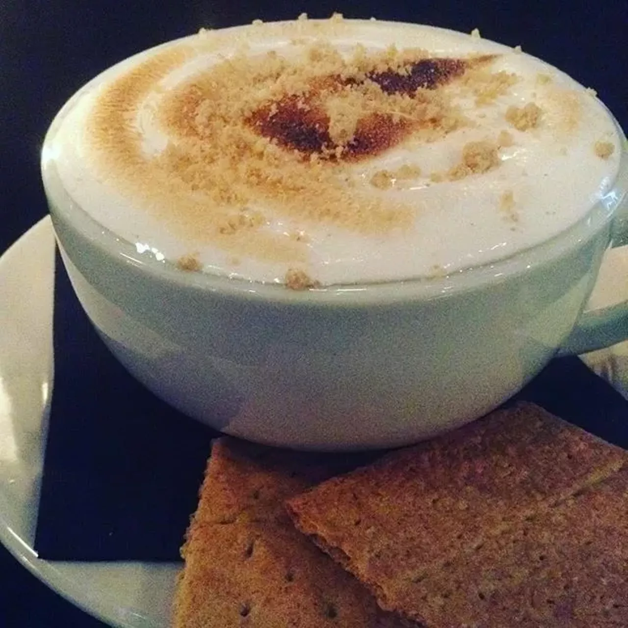 Toast, Birmingham - 203 Pierce, Birmingham - 248-258-6278 - Known for their creative breakfast dishes, Toast Birmingham turns a summer pleasure into a winter warm-up by serving their hot chocolate topped with toasted marshmallow and graham cracker crumbs.