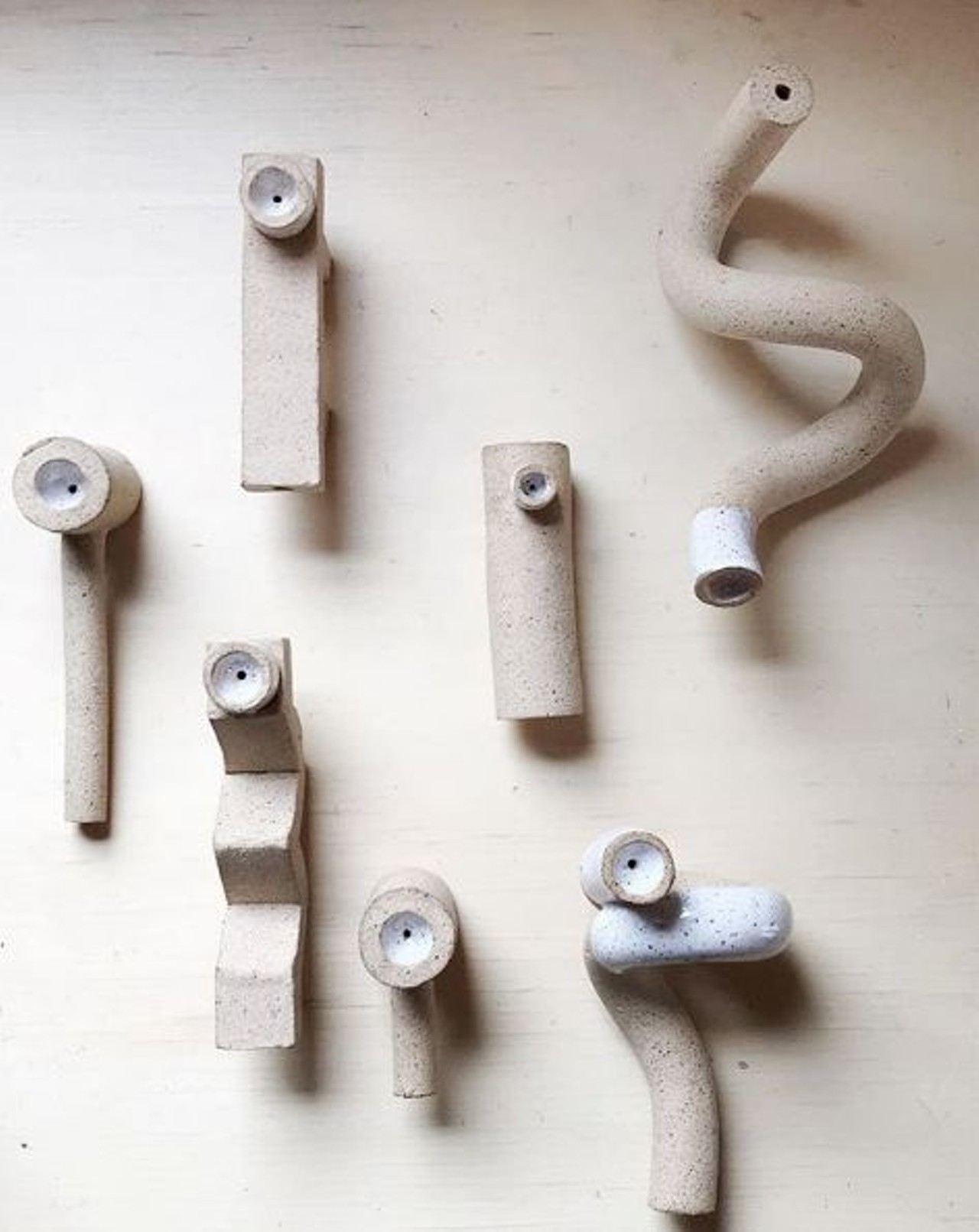 Handmade ceramic pipes and one-hitters, $30+
Debbie Carlos
store.debbiecarlos.com/ceramics
For the cannabis curator: These bowls are aesthetic goals. Debbie Carlos, a minamlist ceramicist out of Lansing, has created the perfect puffable art piece that will be the talk of the toke. 
Photo from Debbie Carlos, Instagram.