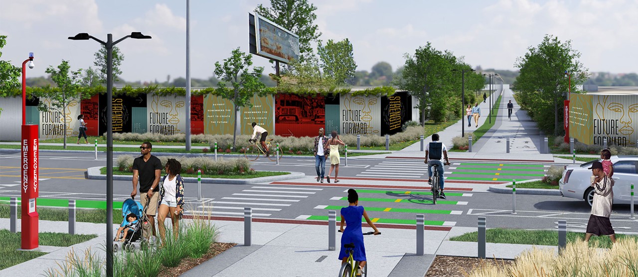 Joe Louis Greenway 
This project calls for transforming a former rail corridor into a 27.5-mile pathway that would connect 23 Detroit neighborhoods, as well as Hamtramck, Highland Park, and Dearborn. Groundbreaking on the $240 million, 10-year project started in 2021.
