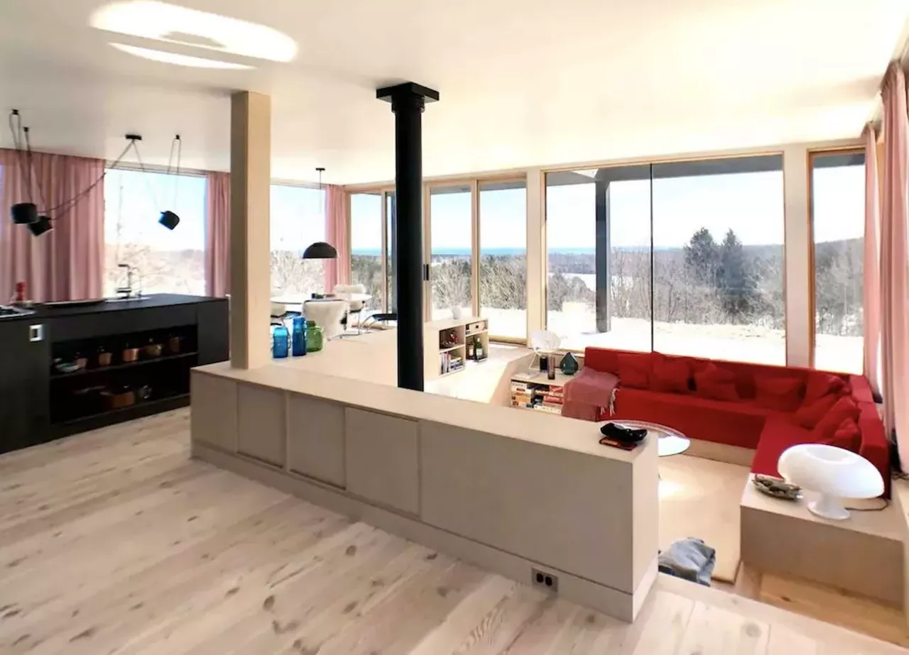 Seeblick Haus in Northport 6 guests, 3 bedrooms, 3 beds, 2 baths $410 per night Get your camera ready, honey: this house is ready for its closeup. Located on a 12-acre lot, this 2019 contemporary modernist cabin in Northport offers privacy and a 270 degree view of Grand Traverse Bay and the surrounding orchards. Offering an open floor plan, the Seeblick Haus boasts floor-to-ceiling windows and sleek design touches like a rain shower, an indoor wood-burning stove, and a color scheme that looks like a goddamn delicious pack of Starbursts. Within five miles of the home, there is access to Lake Michigan beach fronts, a goat farm, vineyards, doughnuts, a small-town grocer, and ice cream. Photos via Airbnb.com Seeblick Haus in Northport 6 guests, 3 bedrooms, 3 beds, 2 baths $410 per night Get your camera ready, honey: this house is ready for its closeup. Located on a 12-acre lot, this 2019 contemporary modernist cabin in Northport offers privacy and a 270 degree view of Grand Traverse Bay and the surrounding orchards. Offering an open floor plan, the Seeblick Haus boasts floor-to-ceiling windows and sleek design touches like a rain shower, an indoor wood-burning stove, and a color scheme that looks like a goddamn delicious pack of Starbursts. Within five miles of the home, there is access to Lake Michigan beach fronts, a goat farm, vineyards, doughnuts, a small-town grocer, and ice cream. Photos via Airbnb.com