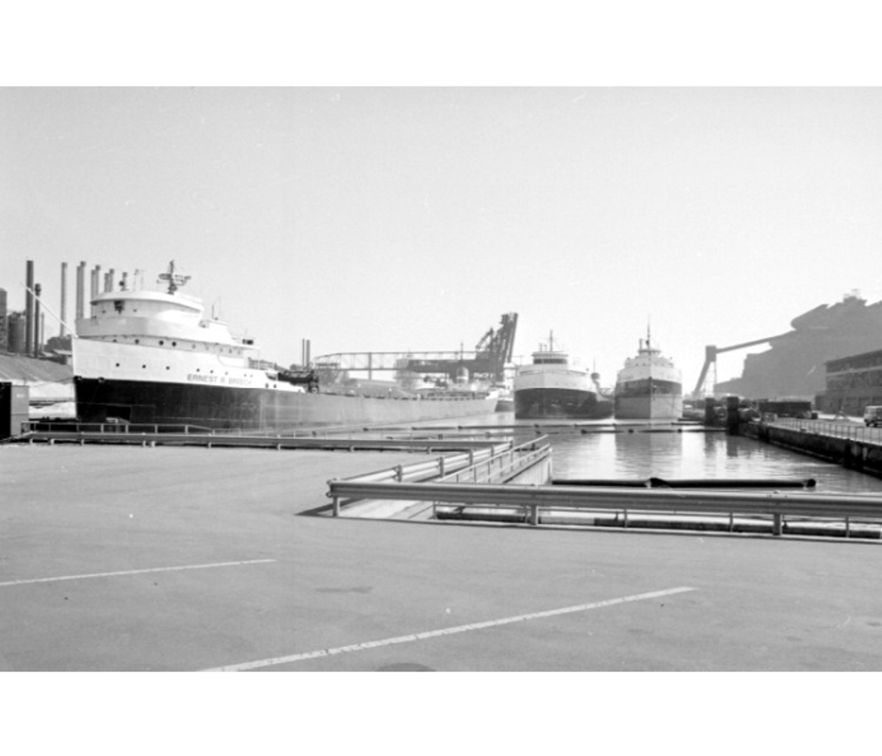 Freighters on the Detroit River in 1967.
