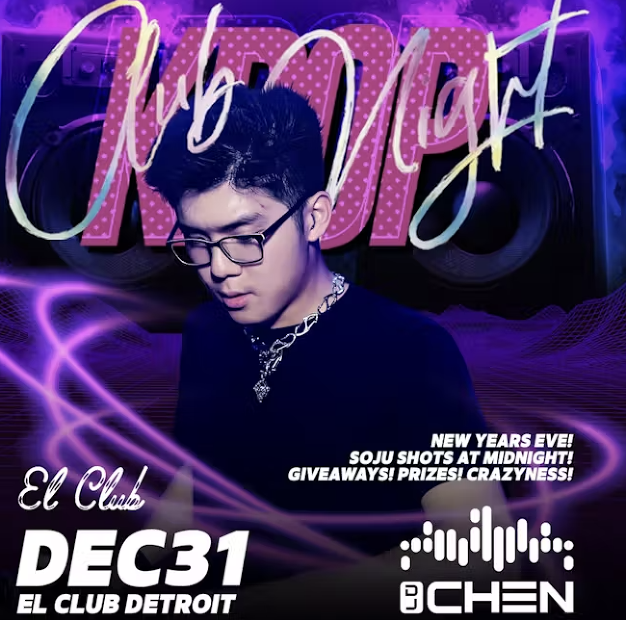 KPOP NYE El Club | 9 p.m. | $30+ Ring in the new year with a high-energy K-pop celebration at El Club Detroit! Dance all night to the best K-pop hits, enjoy themed decor, and experience plenty of surprises. Highlights include Soju shots at midnight and exciting giveaways and prizes for the ultimate K-pop fans!