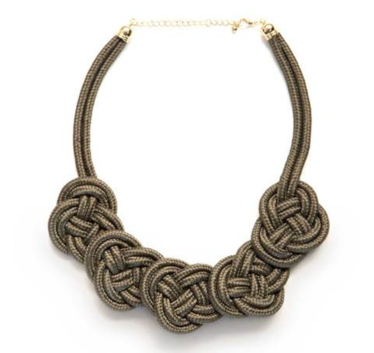 Five knot woven rope necklace, $36.