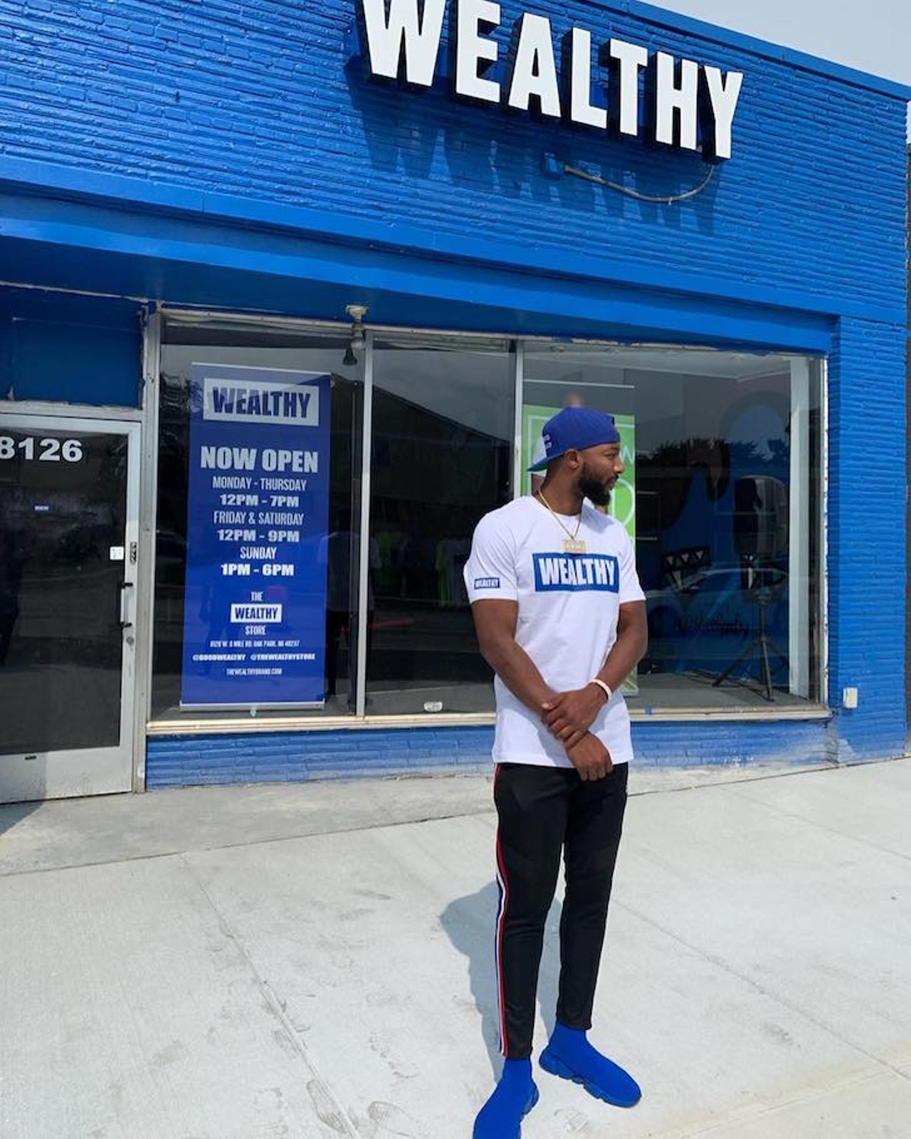 The Wealthy Brand
8126 W. Nine Mile Rd., thewealthybrand.com
This luxury streetwear brand creates T-shirts, athletic apparel, sweatshirts, and more. Its goal is to promote generational wealth throughout the Black community. They are known nationally, and have sold apparel all over the country, as well as Canada.
Photo via The Wealthy Brand/Facebook