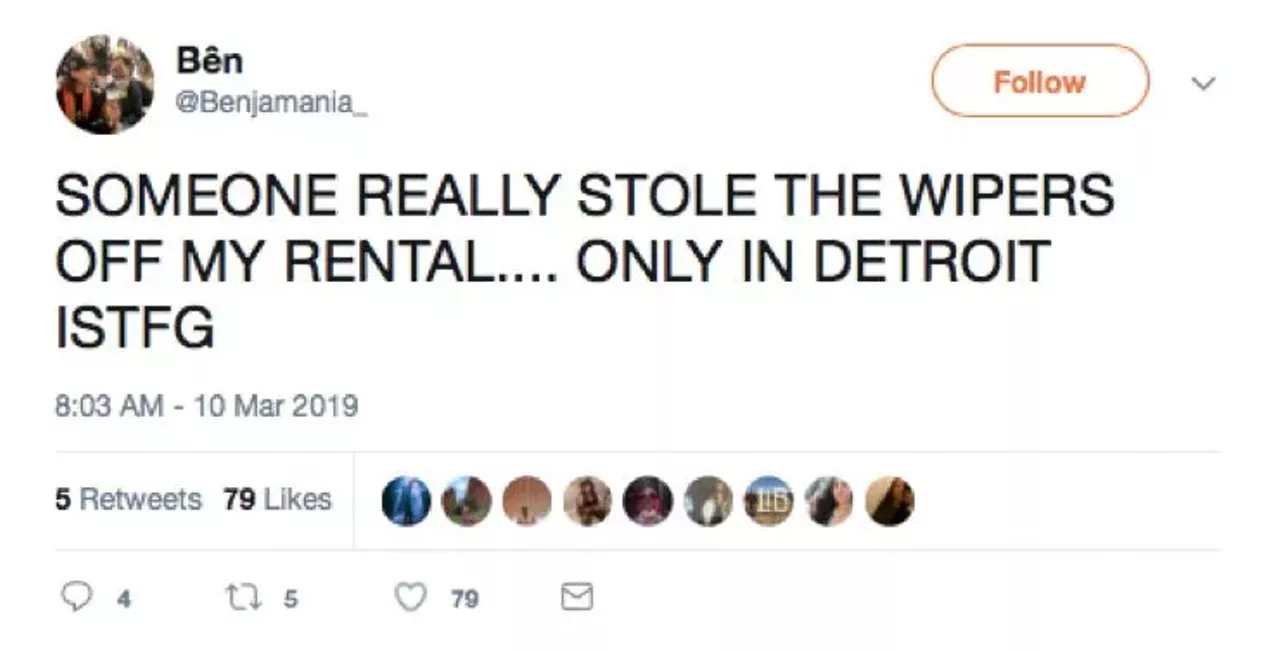 &#147;Mind your business.&#148; &#151; the person who urgently needed new windshield wipers. @Benjamania_/ Twitter