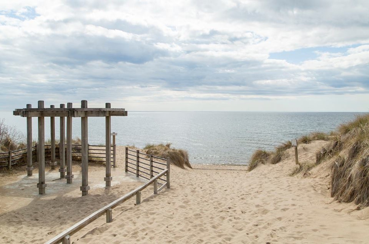 Kirk Park Beach | West Olive | 2 hours 58 minutes
High bluffs and wooded dunes surround this beautiful and quiet stretch of beach along Lake Michigan. Blue water expands as far as the eye can see to create peace of mind. Free.