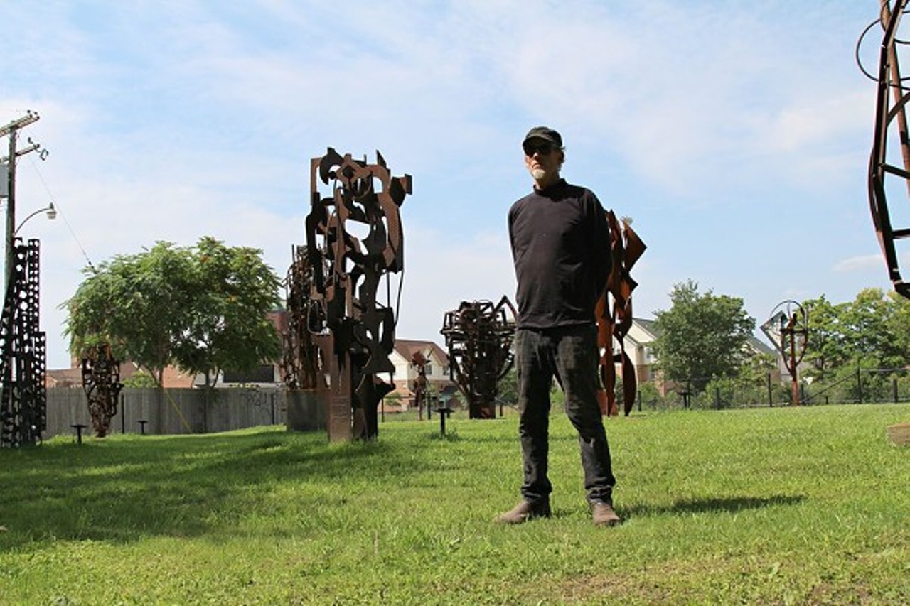 City Sculpture Park
Corner lot on Alexandrine Street at Lodge Service Drive
Artist Robert Sestok created 29 welded steel structures in a corner lot near the Cass Corridor and they are truly remarkable. Each structure is unique in its own way, yet they tell a very interesting story. 
MT photo.