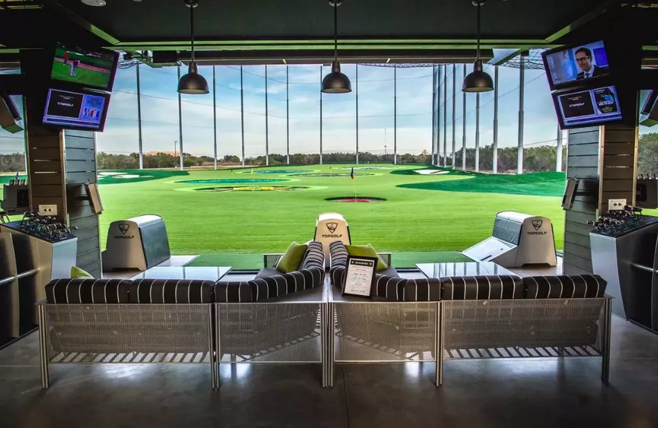 Topgolf 500 Great Lakes Crossing Dr., Auburn Hills; 248-904-1032; topgolf.com/us/auburn-hills Topgolf is great for golf lovers who want to continue playing when the course is covered in snow. Located in Auburn Hills, the venue includes over 100 climate-controlled hitting bays, over 200 televisions, free WiFi, a full bar and restaurant, and a rooftop area with fire pits.&nbsp; Photo via Topgolf / Facebook