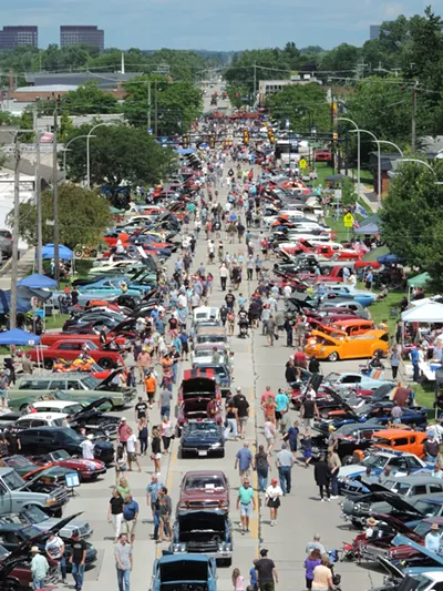 Aerial view of 2024 Clawson Lions Car Show