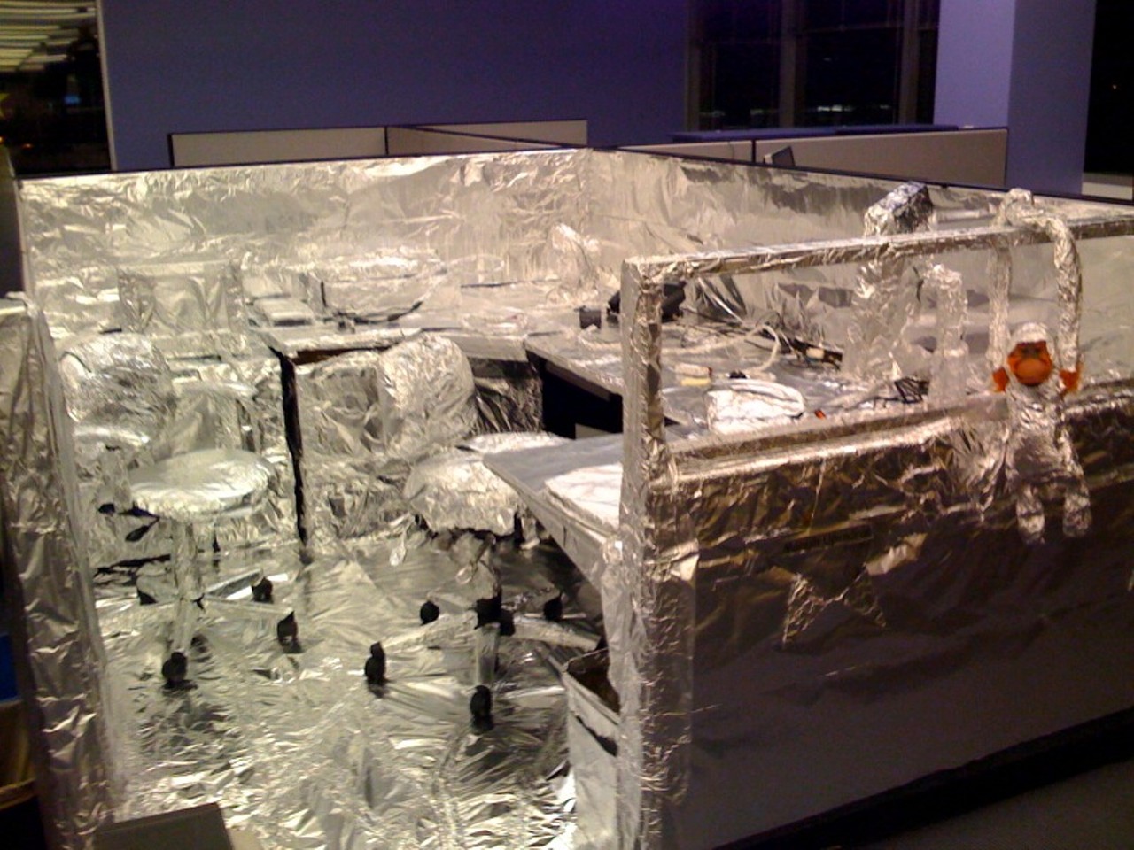 Aluminum foil office. Classic. (Photo via Flickr user Larry Quinn)