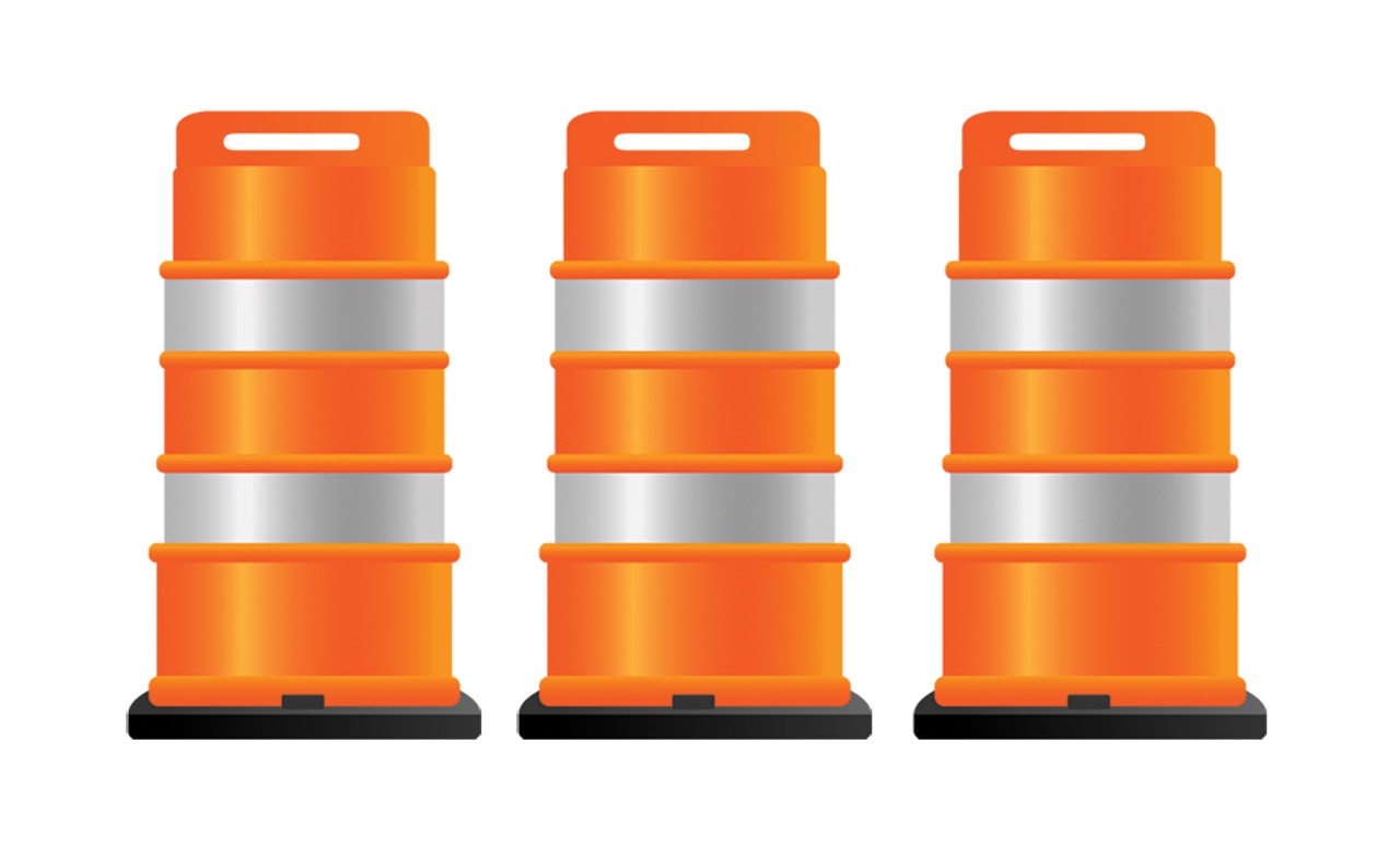 Construction barrels
What it is: As soon as winter is done ravaging the state&#146;s roads, the Michigan Department of Transportation begins closing lanes for rebuilding, using these orange barrels to keep drivers from construction areas. No motorist likes to see them, but MDOT loves them so much they want to spend $20 million to buy newer reflective ones.
When to use it: All summer long, my friend. All summer long.