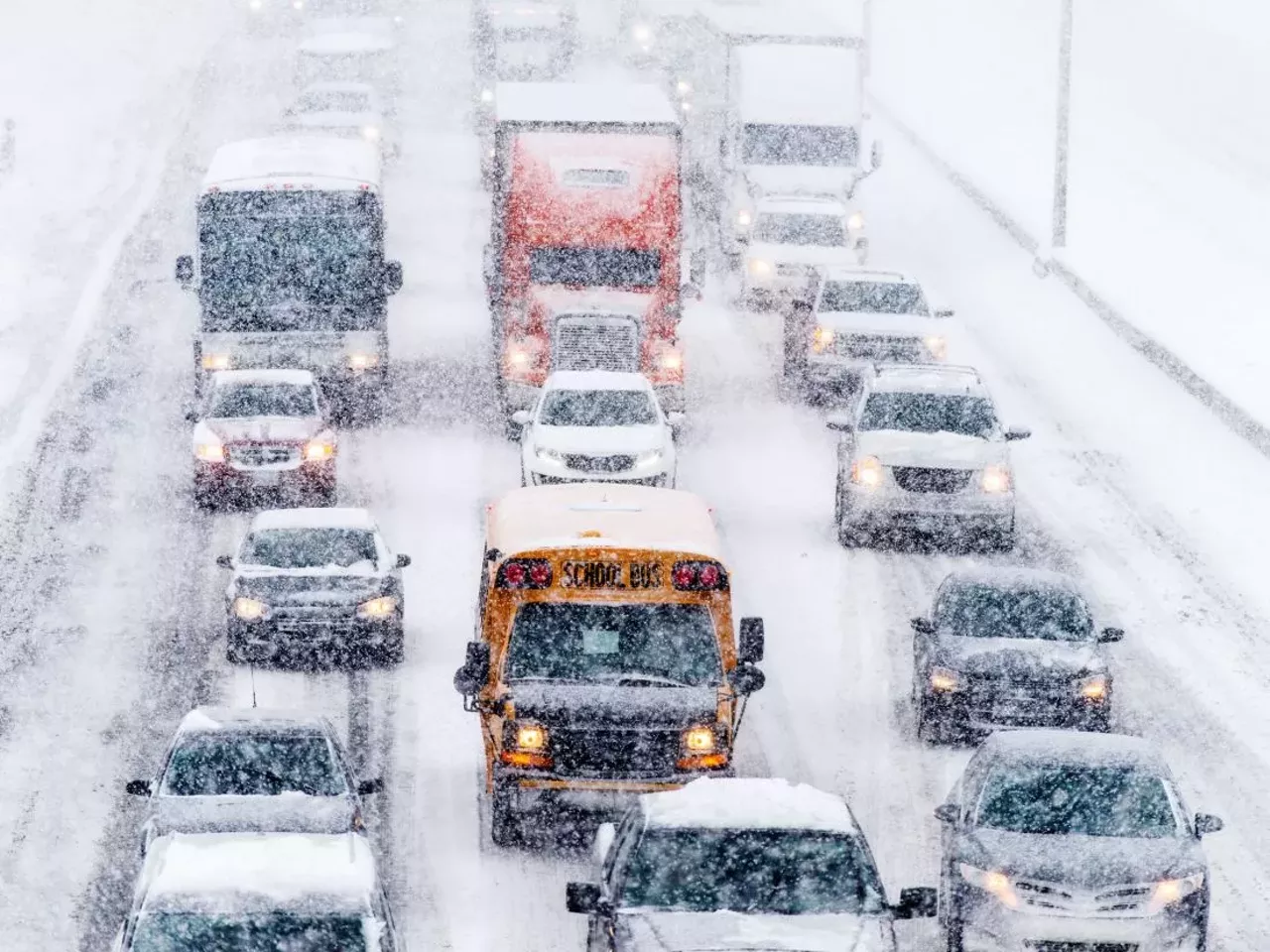  30 minute commutes become 3-hour commutes every. Single. Time. It. Snows. Between rush hour, black ice, accidents, and that a-hole who didn't brush the snow off the roof of his car, commutes quickly become a never-ending purgatory every time it snows. Photo via Wired