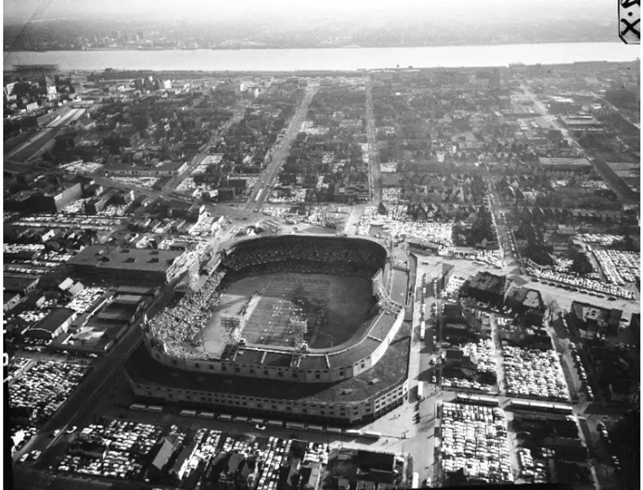 An ariel shot of Briggs Stadium.