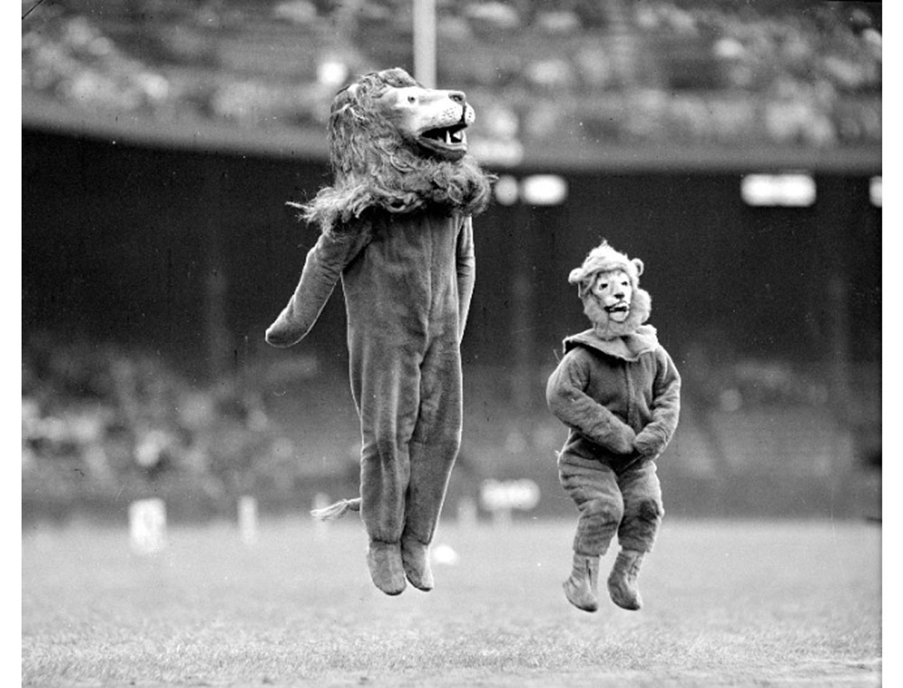 The Lions mascot in 1942. Kinda creepy, right?